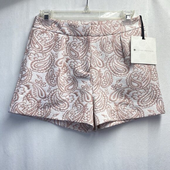 Victoria Beckham for Target Paisley Jacquard Mini Shorts Women Sz 0 Blush Pink - Picture 1 of 15